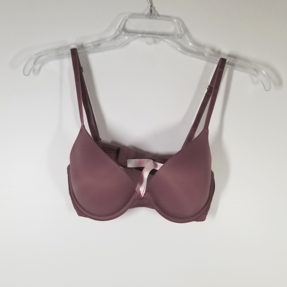 Victoria's Secret PINK Maroon Everywhere Push Up Bra Convertible Straps Size 32C